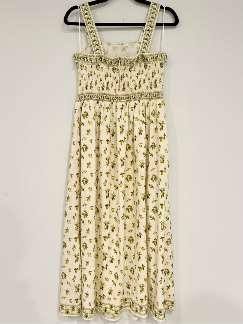 NWT Max Studio Cream Midi Dress with Lemon Details and Green Floral Trim Small - Picture 3 of 8